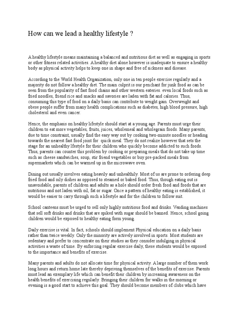 Essay on the importance of physical exercise and diet importance of healthy food essay